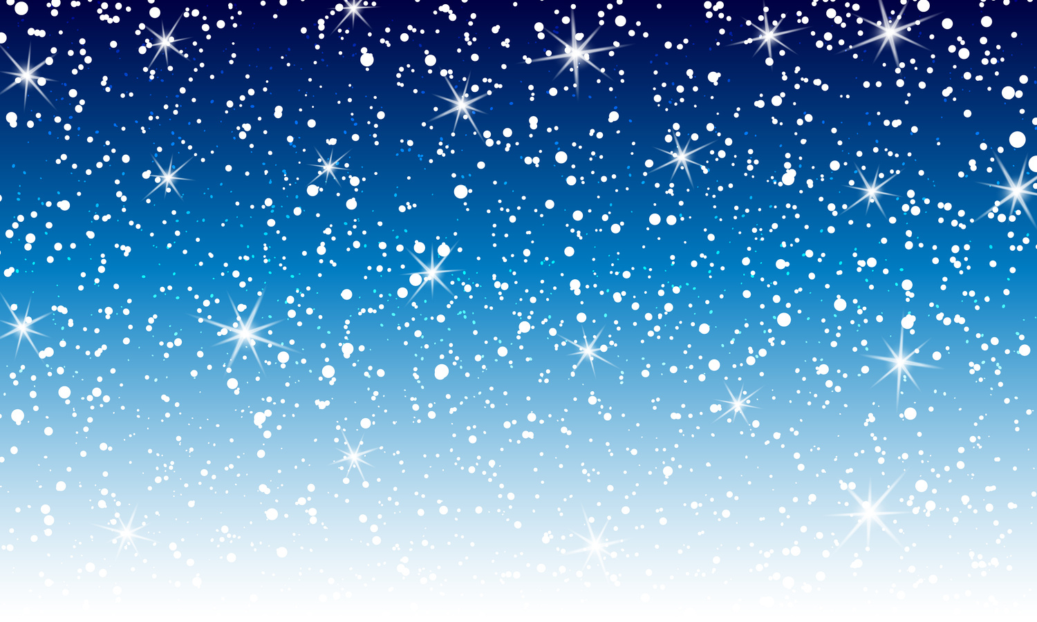 Snow background. Falling snow. Christmas background. Winter snowfall. White snowflakes and stars on blue sky.